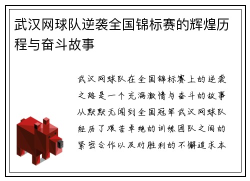 武汉网球队逆袭全国锦标赛的辉煌历程与奋斗故事